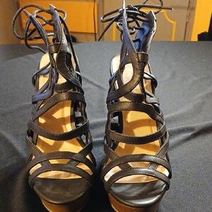 Shoe Dazzle Black Strappy Heels